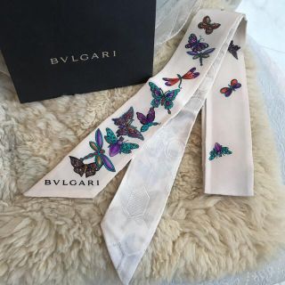 BVLGARI ブルガリ ツリー柄 スカーフ シルク100% ブルー グリーン