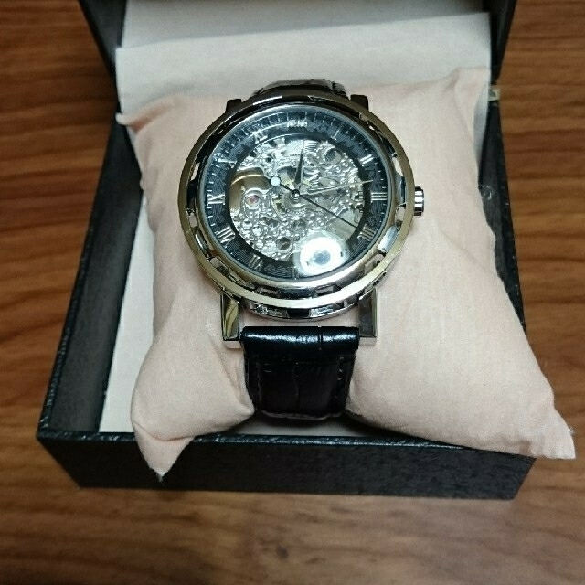 スケルトン 機械式 手巻き腕時計 ダイヤモンド2石