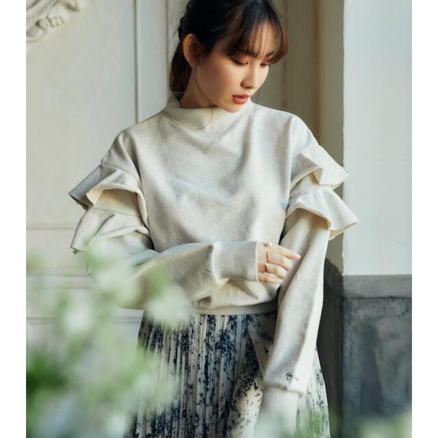 SNIDEL(スナイデル)のハーリップトゥRuffled Cotton-Jersey Sweatshirt  レディースのトップス(トレーナー/スウェット)の商品写真