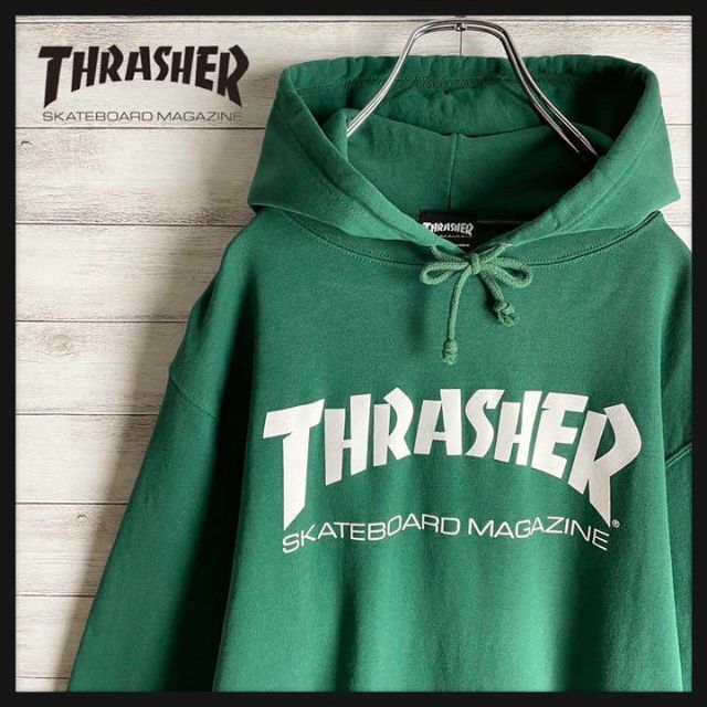 THRASHER - 【大人気モデル】スラッシャー☆パーカー センタービッグロゴ 人気カラー ゆるダボの通販 by  古着屋boko｜スラッシャーならラクマ