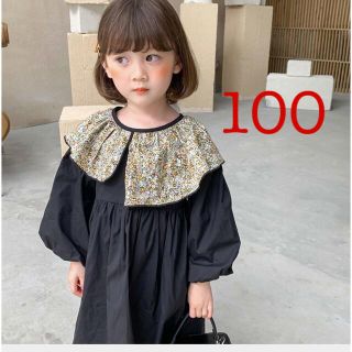 【新品】春ワンピース 花柄 韓国子供服 100(ワンピース)