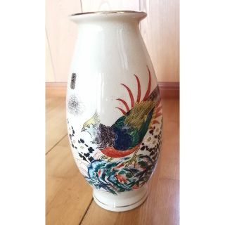 匠峰 花瓶 陶器 置き物 花器 花入　花 鳥　華道　美術品　陶芸(花瓶)