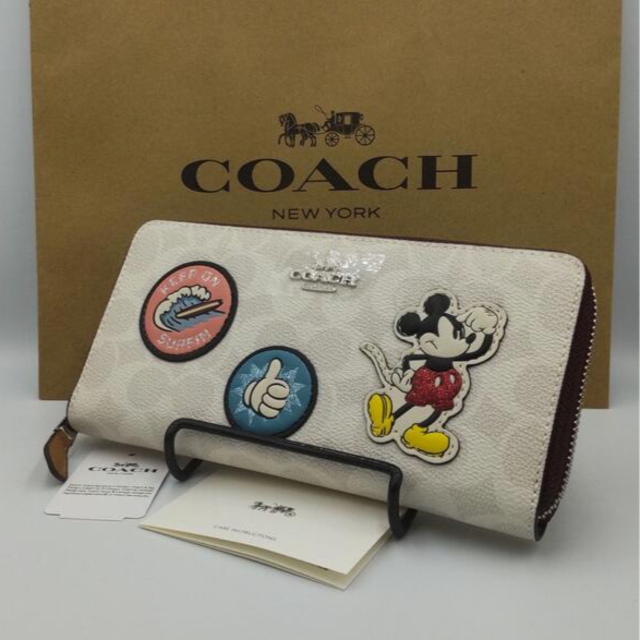 【新品】COACH コーチ　長財布　正規品　ミッキー　コラボ　パッチワーク