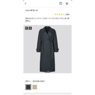 ユニクロ(UNIQLO)のユニクロU UNIQLOUトレンチコート ダークグレー　XL(トレンチコート)