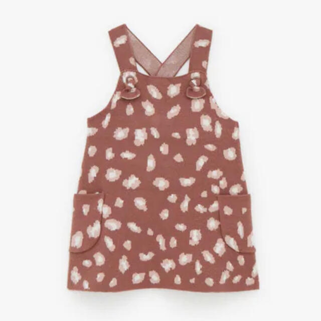 ZARA KIDS(ザラキッズ)のZARA BABY ザラベビー レオパード柄ニットオーバーオール ワンピース  キッズ/ベビー/マタニティのベビー服(~85cm)(ワンピース)の商品写真