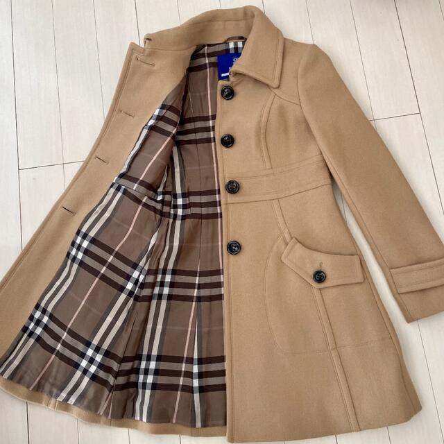 【極美品】バーバリーロンドン　ロングコート　アンゴラ混　ベージュ 38 BURBERRY BLUE LABEL - 美品 バーバリー ロングコート ベージュ