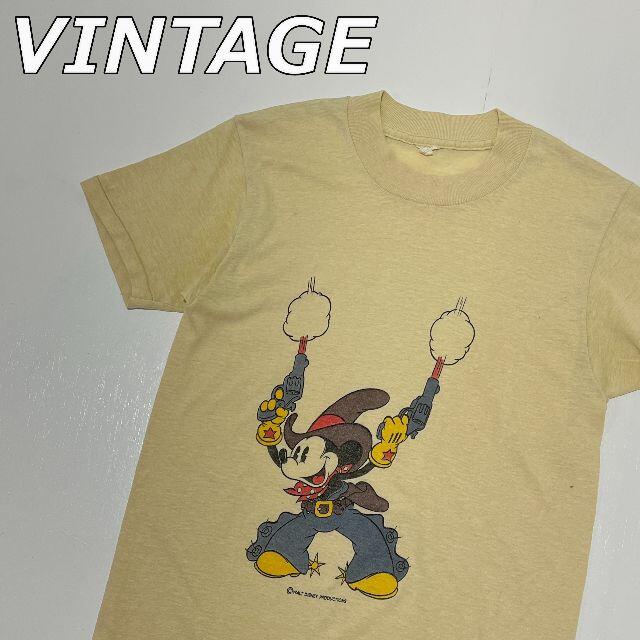 Disney - 80年代頃 Disney ビンテージ 西部 ウエスタン ミッキー Tシャツ