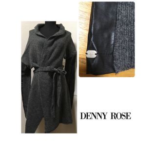 デニーローズ(DENNYROSE)のDENNY ROSEフェイクレザーコントラストカーディガン(カーディガン)