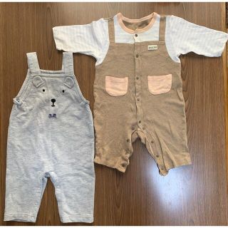 アカチャンホンポ(アカチャンホンポ)のカバーオール オーバーオール 2枚セット80サイズ 乳児 幼児 アカチャンホンポ(カバーオール)