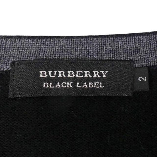 BURBERRY BLACK LABEL(バーバリーブラックレーベル)のバーバリーブラックレーベル セーター ニット M メンズ 2 古着 Vネック 黒 メンズのトップス(ニット/セーター)の商品写真