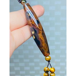 赤龍紋紋三龍眼天珠 開光天珠 老天珠 蒙天珠 家族に幸福、昇進の機会 起縁天珠