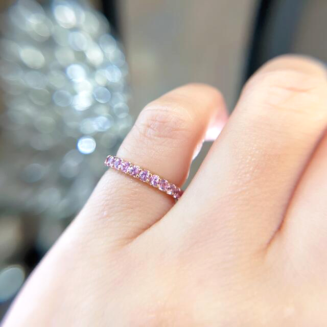 K18PG ピンクサファイアハーフエタニティリング 0.50ct レディースのアクセサリー(リング(指輪))の商品写真