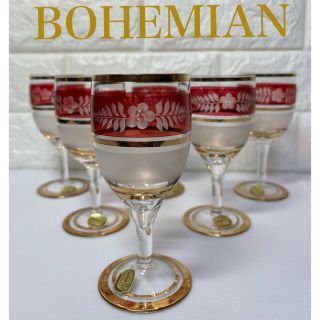 ボヘミア クリスタル(BOHEMIA Cristal)の[未使用] 昭和レトロ　BOHEMIAN 金彩　ワイングラス　希少(グラス/カップ)