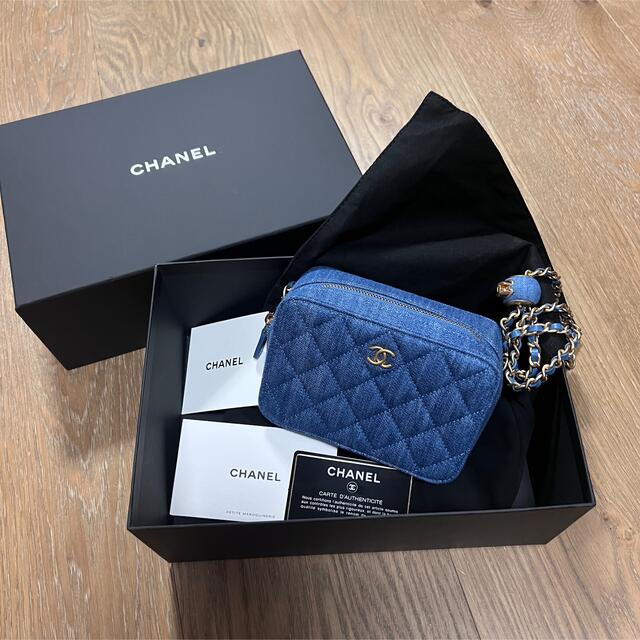 chanel デニム　ボールチェーン　カメラバッグ