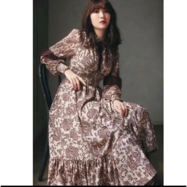 Herlipto winter floral long-sleeve dress922ウエスト