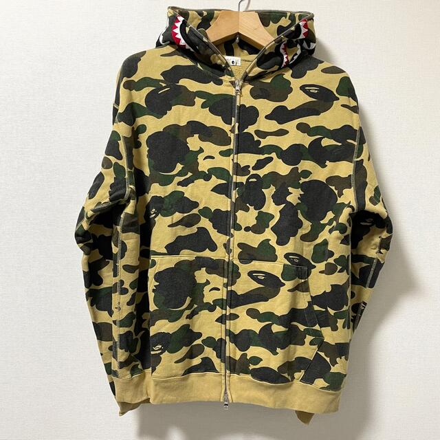 A Bathing Ape シャークパーカー イエローカモ 初期 NIGO期 - パーカー