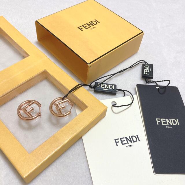 23内径FENDI フェンディ フープピアス ロゴ エフイズ ピンクゴールド 未使用あり