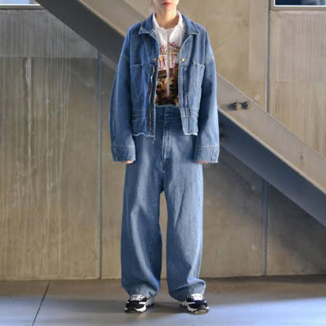 doublet 17aw oversized silk denim pants - デニム