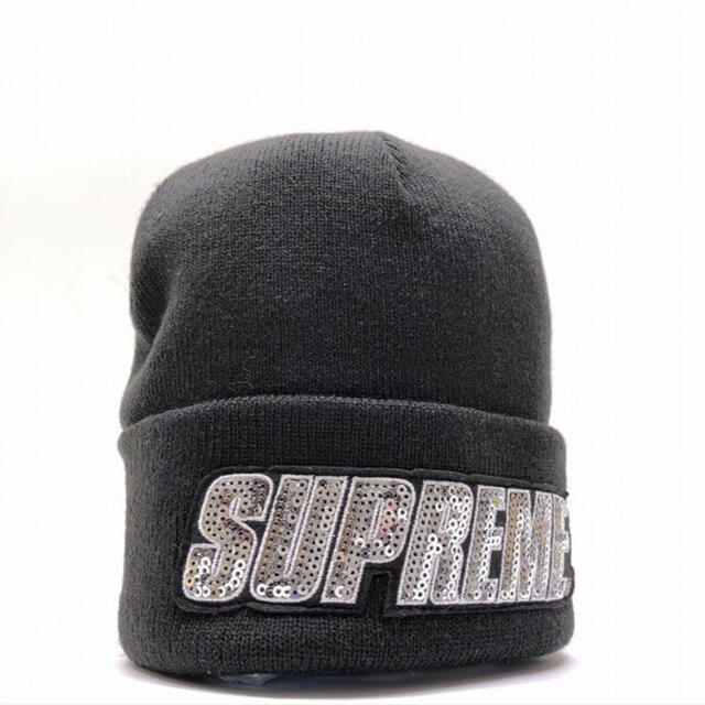 ＳＵＰＲＥＭＥシュプリームスパンコールＢＯＸロゴブラックニットキャップフリー新品