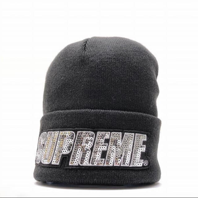 ＳＵＰＲＥＭＥシュプリームスパンコールＢＯＸロゴブラックニットキャップフリー新品