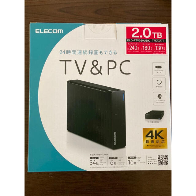 ELECOM HDD 2.0TB ELD-FTV020UBK ハードディスク