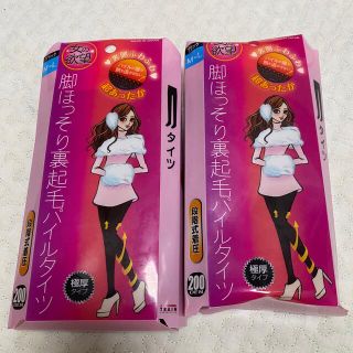 脚ほっそり裏起毛パイルタイツ　2個セット　200デニール(タイツ/ストッキング)