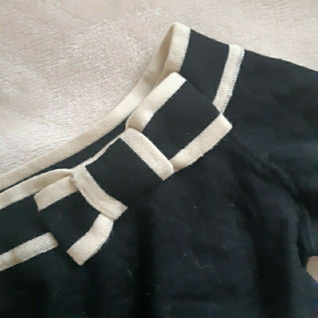 F.D.P.　半袖　ニット　セーター　黒　白　リボン 2