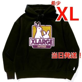 エクストララージ(XLARGE)のXLARGE × FR2　Fxxk Icon Hoodie　ブラック　XL(パーカー)