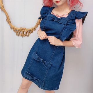 スワンキス(Swankiss)の Swankiss TS ribbon2 denim ワンピース （ブルー）(ミニワンピース)