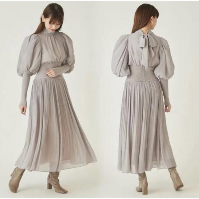 SNIDEL 新品未使用 リブドッキングシフォンプリーツワンピース snidel