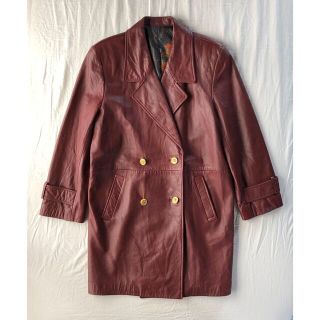 アートヴィンテージ(ART VINTAGE)の【90s vintage】レザーコート　羊革　本革　ワインレッド　ダブル(トレンチコート)