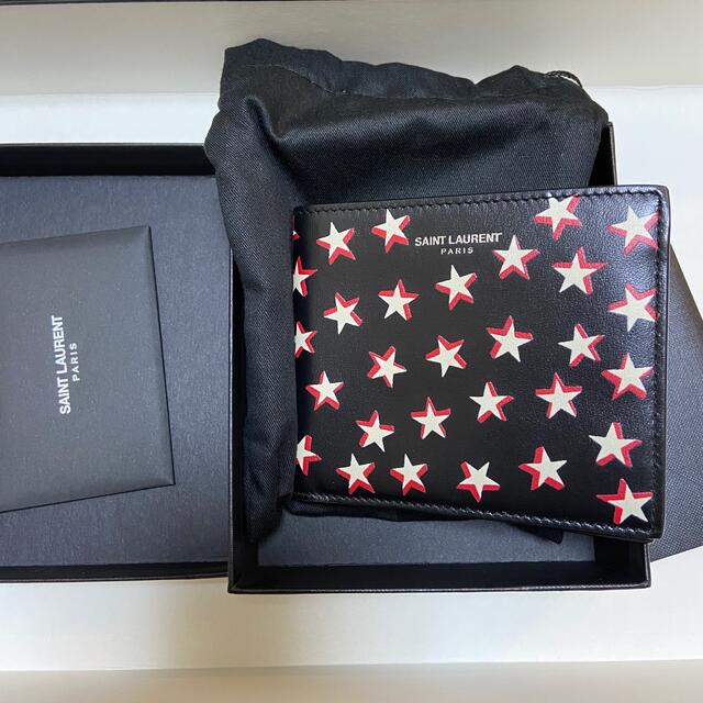 海外ブランド Laurent Saint - 新品正規品 ブラックレザー スター 財布 サンローラン 折り財布