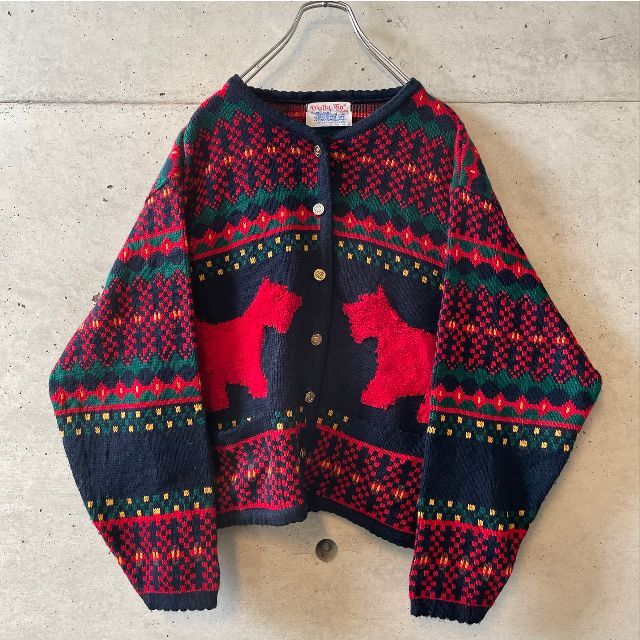 希少 vintage Norwool カーディガン セーター バーズアイ M