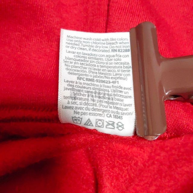 パーカー　スウェット　キャンプ　赤　両面　プリント　M アメリカ　古着 メンズのトップス(パーカー)の商品写真