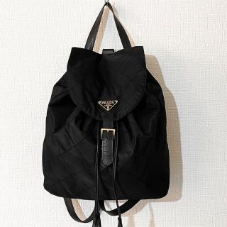 【希少✨】 PRADA プラダ キルティング リュック 三角ロゴ ブラック