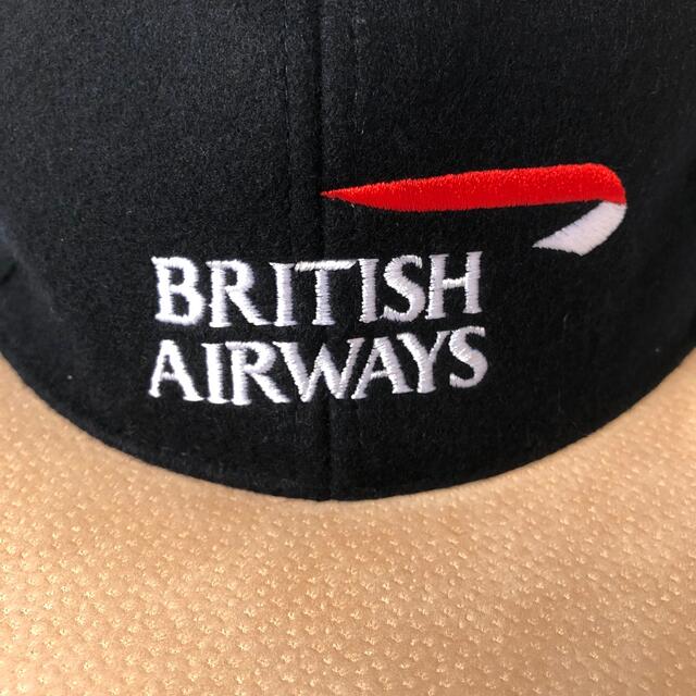 ART VINTAGE(アートヴィンテージ)の90s BRITISH AIRWAYS ウール レザー キャップ 企業物 レア メンズの帽子(キャップ)の商品写真
