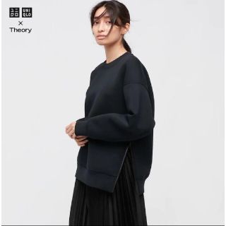 ユニクロ(UNIQLO)のUNIQLO　セオリー　ウルトラストレッチドライスウェットプルオーバーブラック(スウェット)