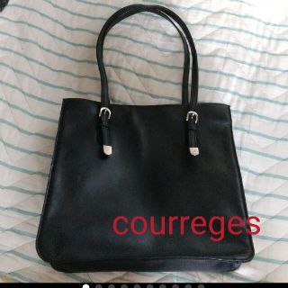 クレージュ(Courreges)のクレージュ　黒　BLACK 革製　courreges 本革　トートバッグ(トートバッグ)