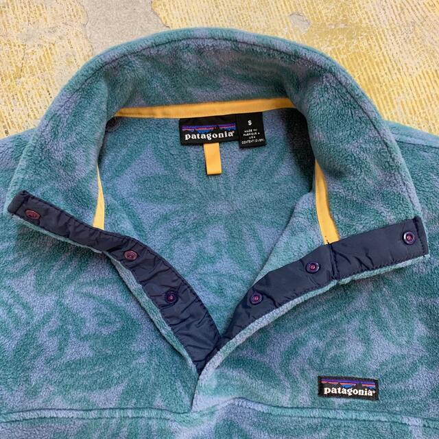 美品 90s USA製 Patagonia ロゴ 総柄 フリース プルオーバー