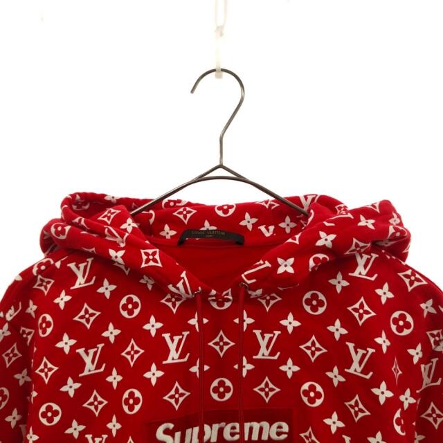 SUPREME シュプリーム 17AW ×LOUIS VUITTON Box Logo Hooded Sweatshirt モノグラム ルイヴィトン ボックスロゴプルオーバーパーカー RM172 JIU HDY91W レッド