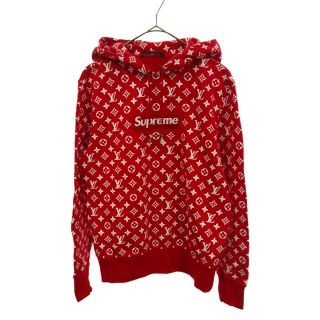 シュプリーム(Supreme)のSUPREME シュプリーム 17AW ×LOUIS VUITTON Box Logo Hooded Sweatshirt モノグラム ルイヴィトン ボックスロゴプルオーバーパーカー RM172 JIU HDY91W レッド(パーカー)