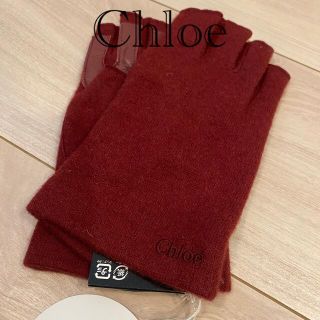 クロエ(Chloe)の新品♪ Chloe 指なし　カシミア混　手袋　ワインレッド　ボルドー(手袋)