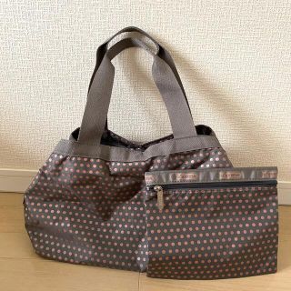 レスポートサック(LeSportsac)のレスポートサック MOLLY グレーバッグ ピンクドット(ショルダーバッグ)