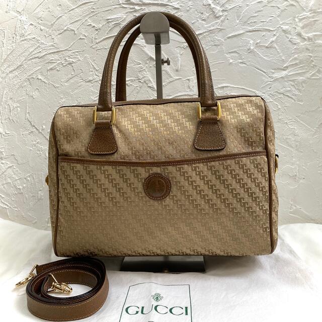 希少品✨GUCCI 2way ショルダー&ハンドバッグ 千鳥柄✨キャンバス×革