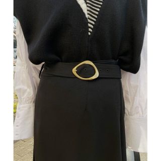 アメリヴィンテージ(Ameri VINTAGE)の【Ameri VINTAGE】UNUSUAL BUCKLE SKIRT ブラック(ロングスカート)