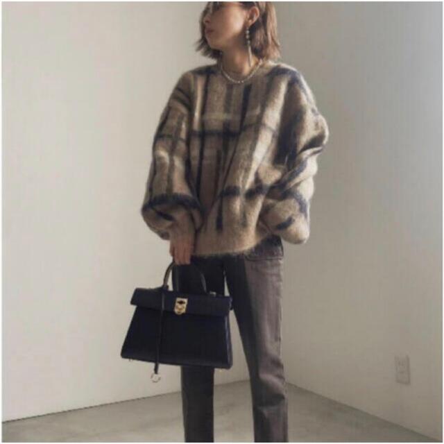 Ameri VINTAGE(アメリヴィンテージ)のPAINT CHECK FLUFFY KNIT レディースのトップス(ニット/セーター)の商品写真