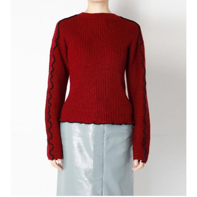 LE CIEL BLEU(ルシェルブルー)のLE CIEL BLEU Mellow Rib Knit Tops レッド レディースのトップス(ニット/セーター)の商品写真