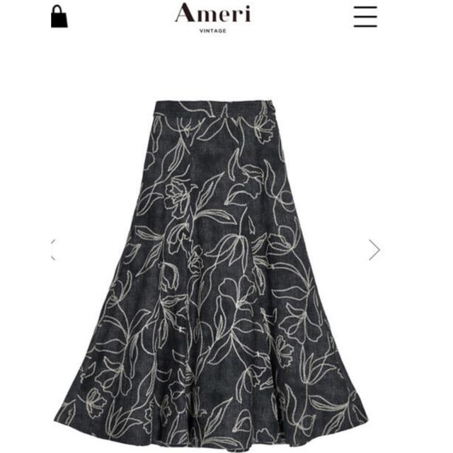 Ameri VINTAGE(アメリヴィンテージ)のAMERI  アメリヴィンテージ　DENIM LIKE FLOWER SKIRT レディースのスカート(ロングスカート)の商品写真