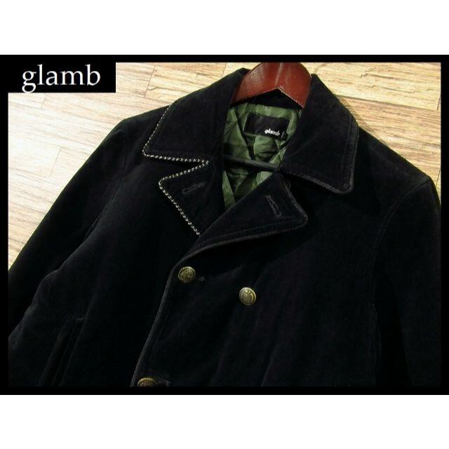 G② glamb グラム 金糸 紋章 ボタン 別珍 ベロア Pコート 2 黒 | フリマアプリ ラクマ