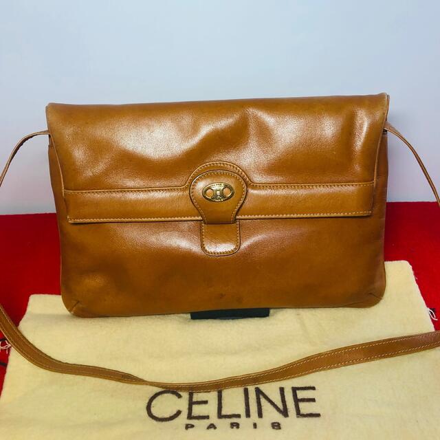 【美品】☆CELINE Vintage カーフレザー ゴールド金具 ショルダーショルダーバッグ